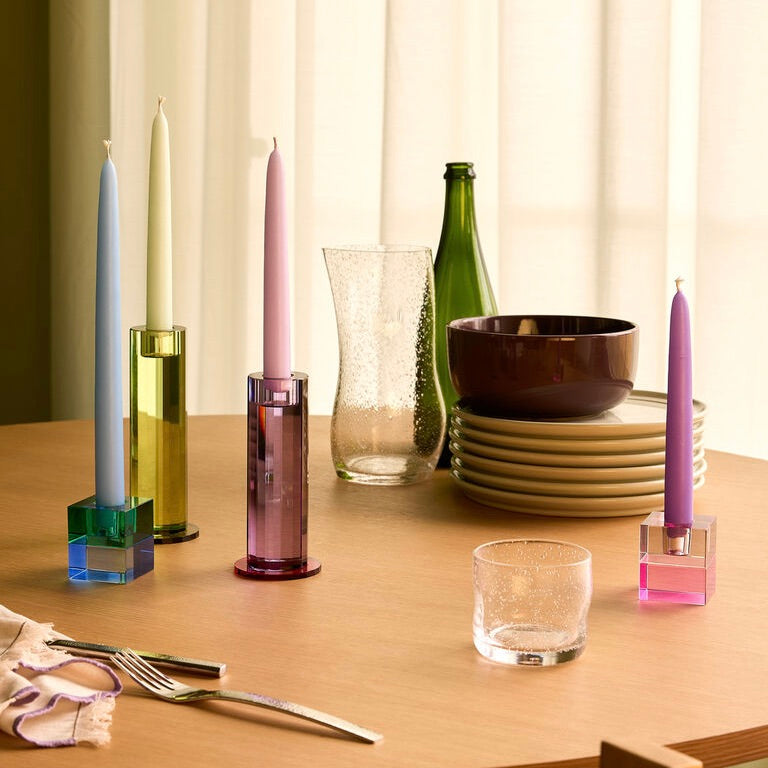 Hübsch Kerzenständer-Set „Cut Lila“ 2 Stk. | Moderne Kerzendeko | Hübsch