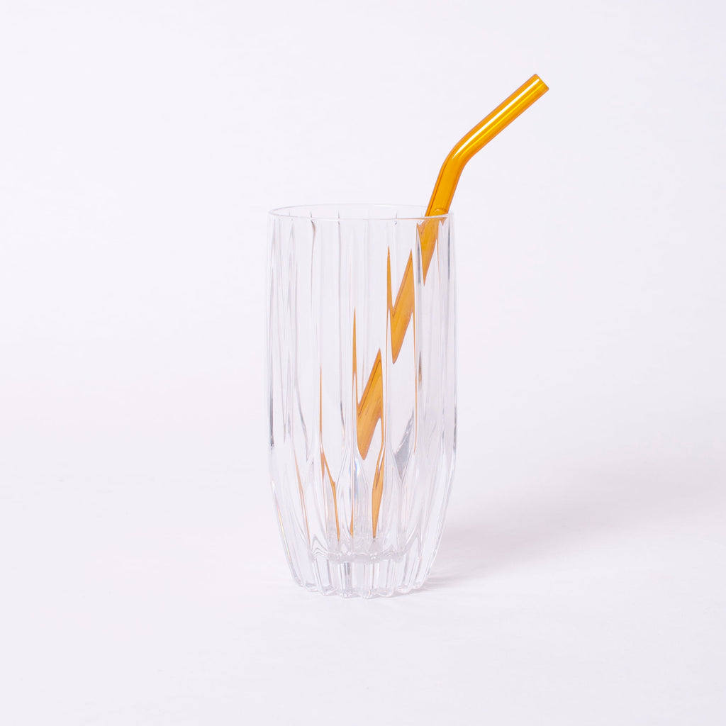 SCHEE Trinkhalm aus Glas 20cm Orange