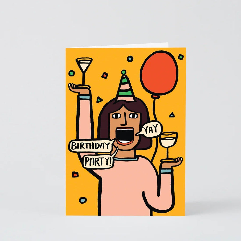 WRAP Grußkarte "Happy Birthday Party Yay" von WRAP aus London | Feiere mit Freude und Begeisterung