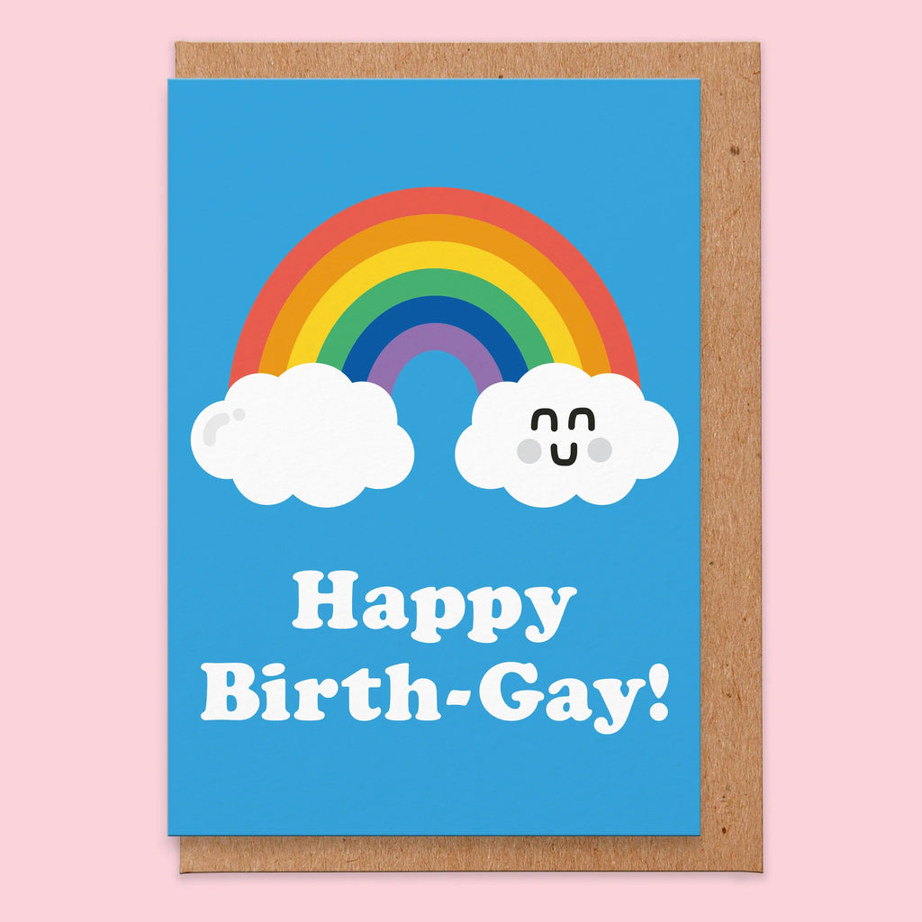Studio Boketto Grußkarte Studio Boketto "Happy Birth-Gay (Rainbow)" | Klappkarte in A6 aus 350g/m² Papier, Recycling Umschlag