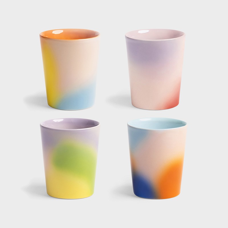 &Klevering Tasse &Klevering Hue | 4er-Set mit Farbverlauf aus Porzellan in Large