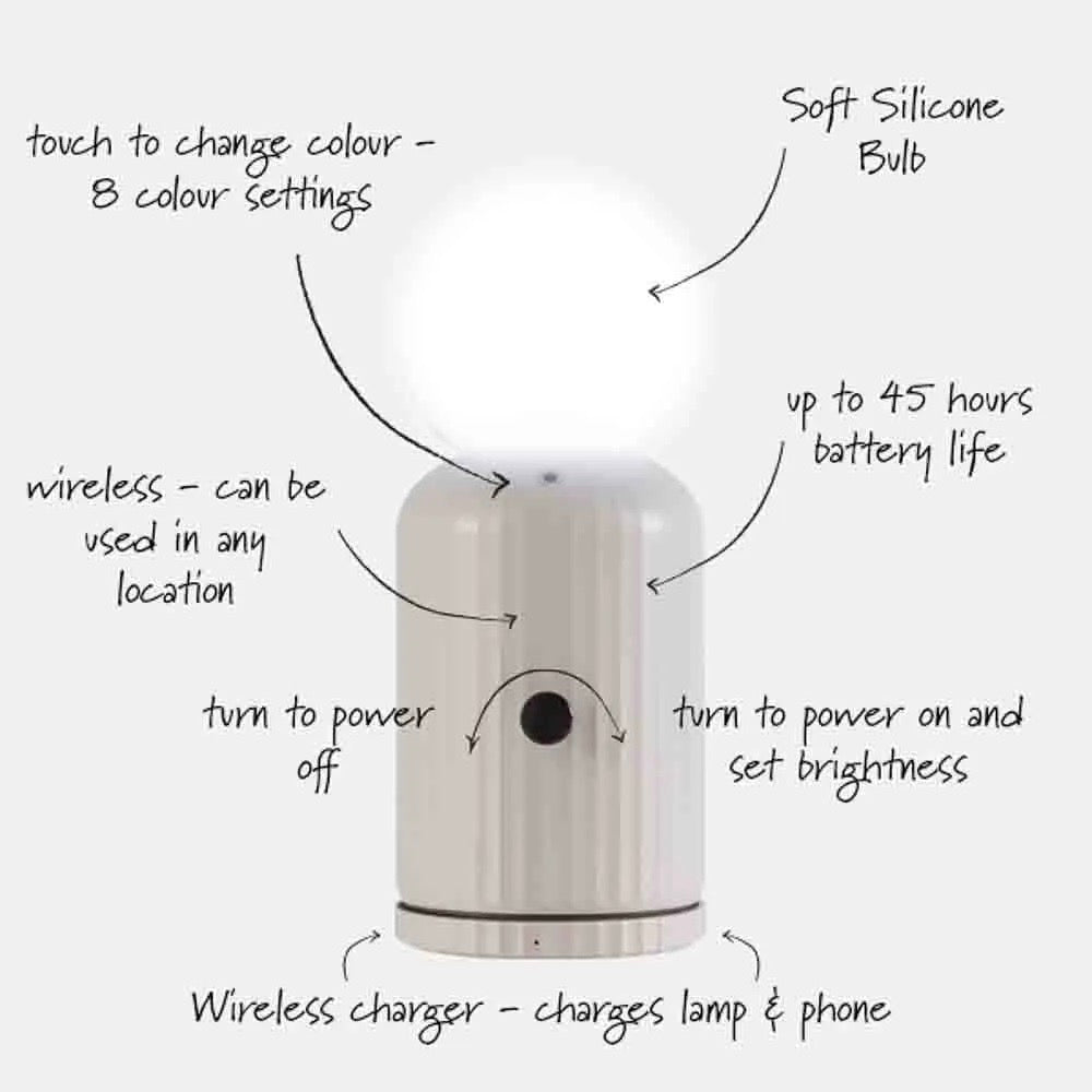 Lund London "Original Lamp" von Lund London in White | kabellos mit Farbwechsel & integriertem Wireless Charger für Handys