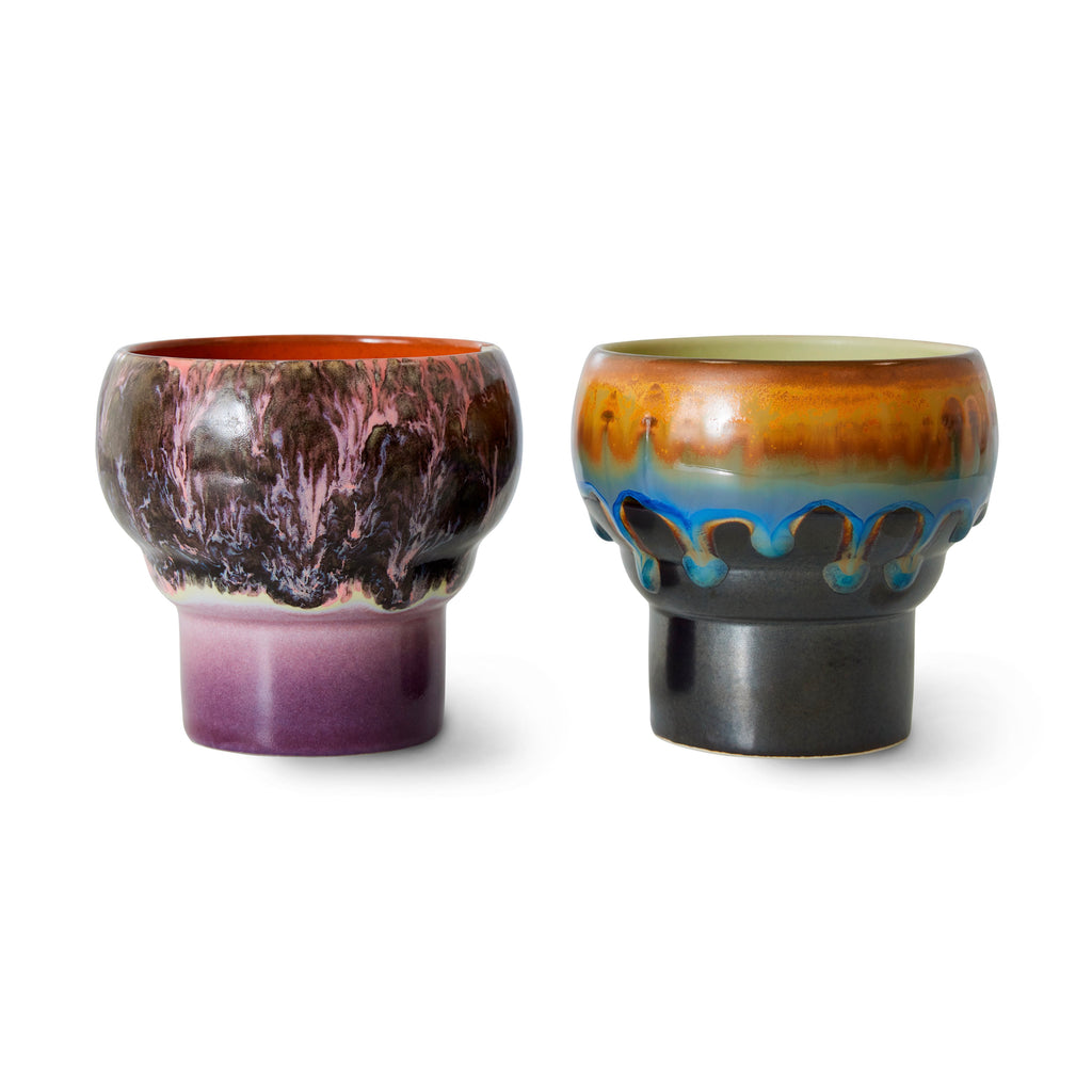 HKliving Lungo Tasse HKliving "70s Ceramics Merge" | 2Stück | 200ml Steingut-Tasse im Retro-Design