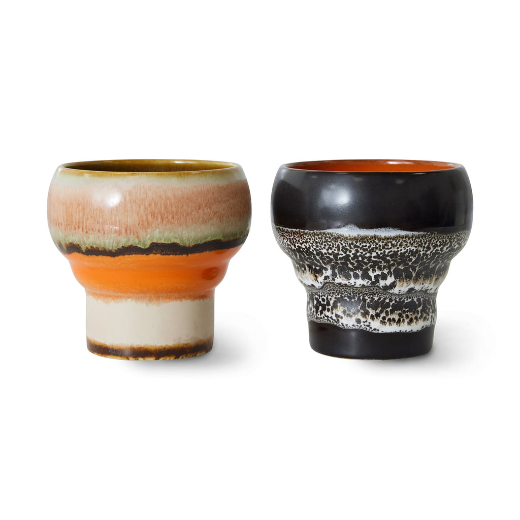 HKliving Lungo Tasse HKliving "70s Ceramics Basalt" | 2 Stück | 200ml Steingut-Tasse im Retro-Design