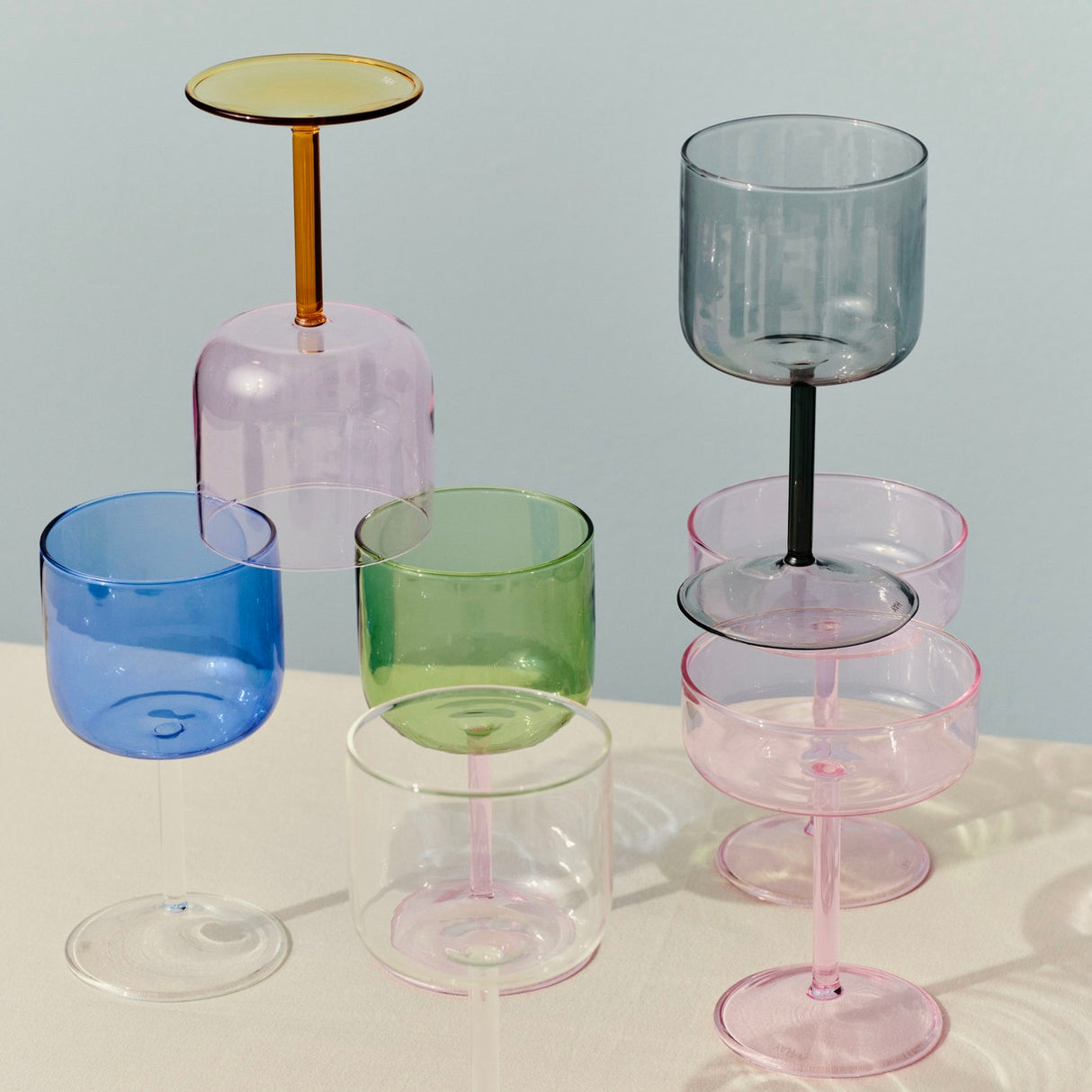 HAY Weingläser „Tint Pink & Yellow“ 2 Stk. | 2er-Set mit Farbtwist | HAY