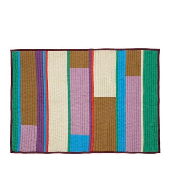 Hübsch Decke/Überwurf „Pavillon Block Burgundy Multifarben“ | 140 × 200 cm | Hübsch