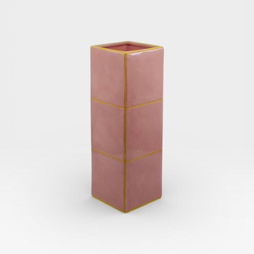 Table Machine Vase “Triple Tile” Pink & Yellow | Skulpturales Design | Table Machine