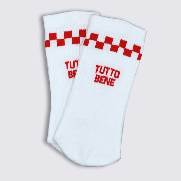 NO BAD DAYS CLUB Socken “Tutto Bene Rosso” | Italienisches Statement in Rot | NO BAD DAYS CLUB