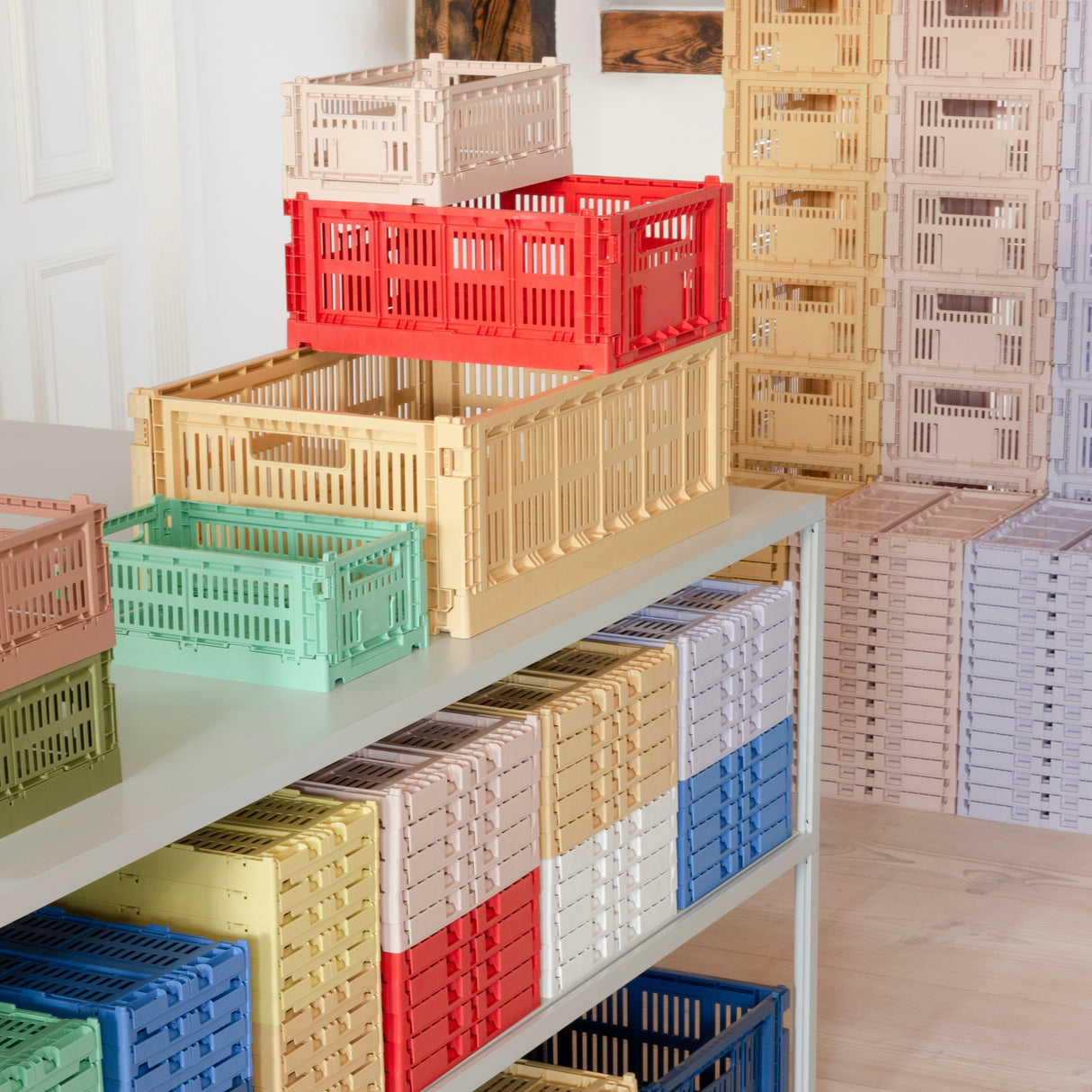 HAY Faltbox „Colour Crate Mini Blush“ | 2er-Set in weichem Ton | HAY