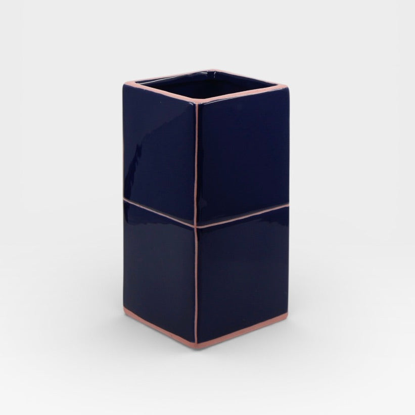 Table Machine Vase “Double Tile” Blue & Pink | Modernes Statement | Table Machine