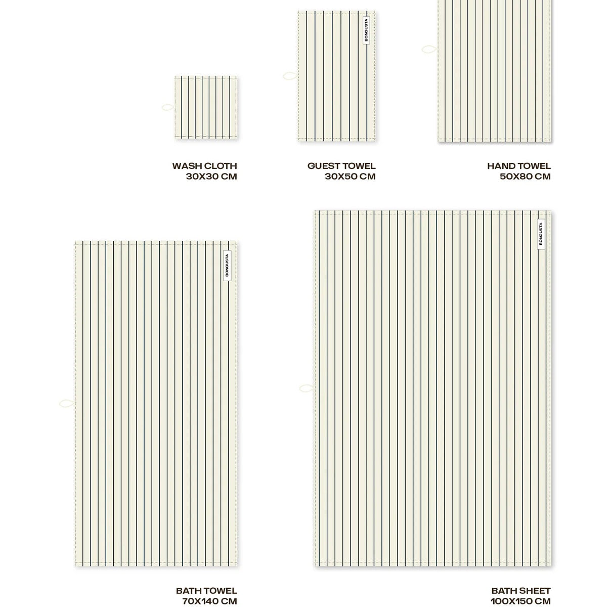 BONGUSTA Badelaken BONGUSTA “Naram Creme White & Ink” | 100x150 cm | Elegantes Badetuch