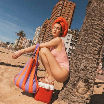 notabag Rucksack „Red/Purple Stripes“ | Kontrastreiche Streifen | Notabag