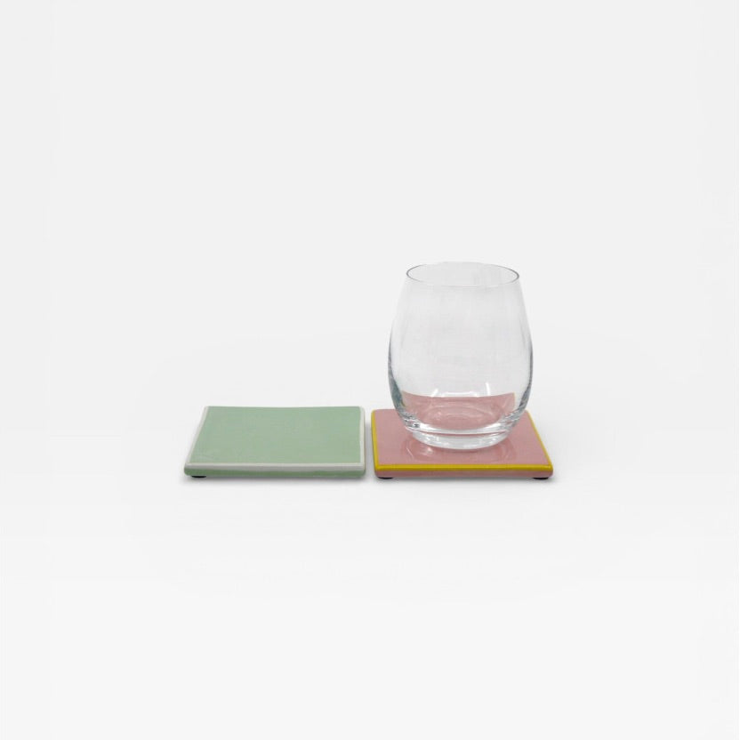Table Machine Untersetzer “Tile” 4 Stk. Pink & Yellow | 4er-Set | Table Machine