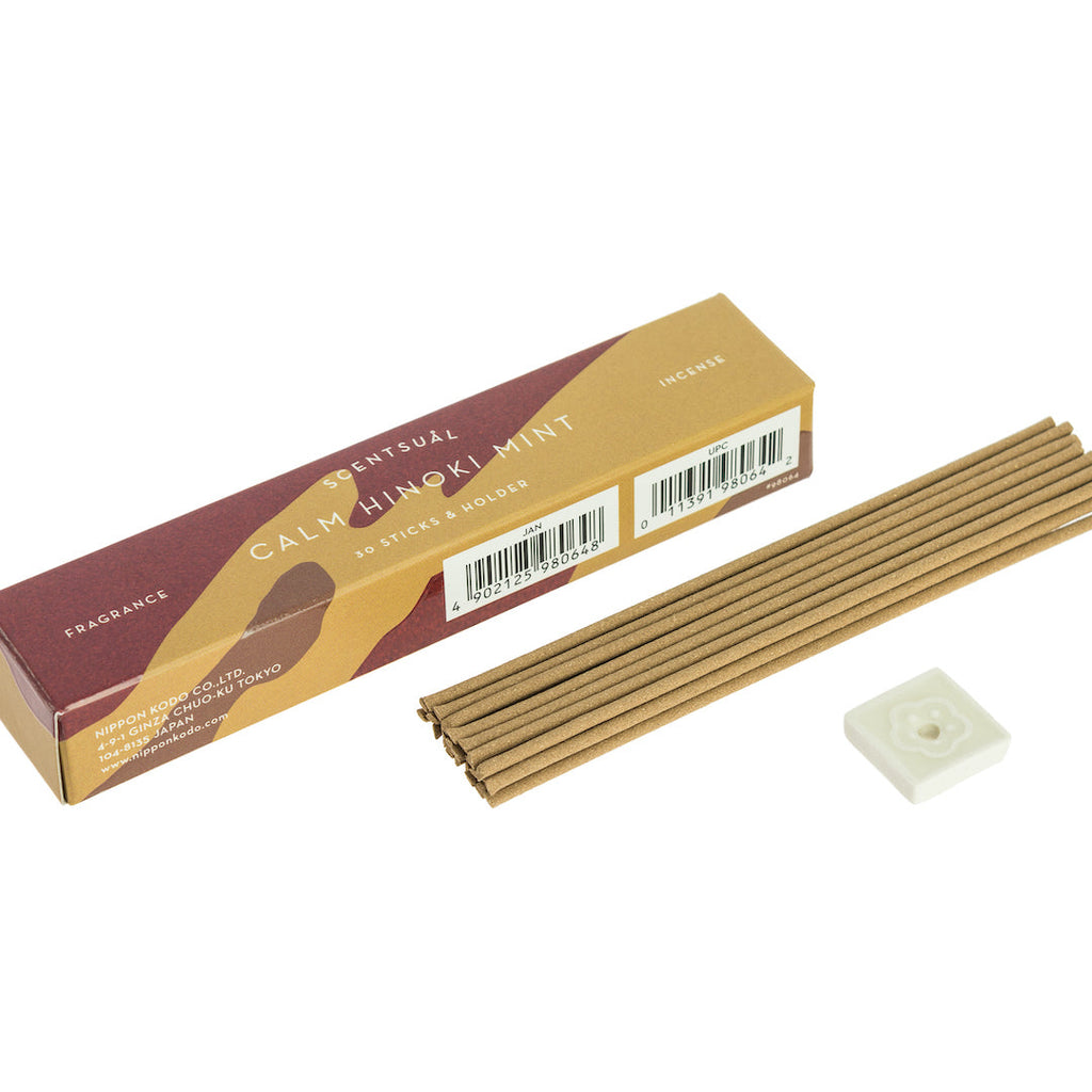 Nippon Kodo Räucherstäbe Scentsual Incense inkl. Halterung Calm Hinoki Mint
