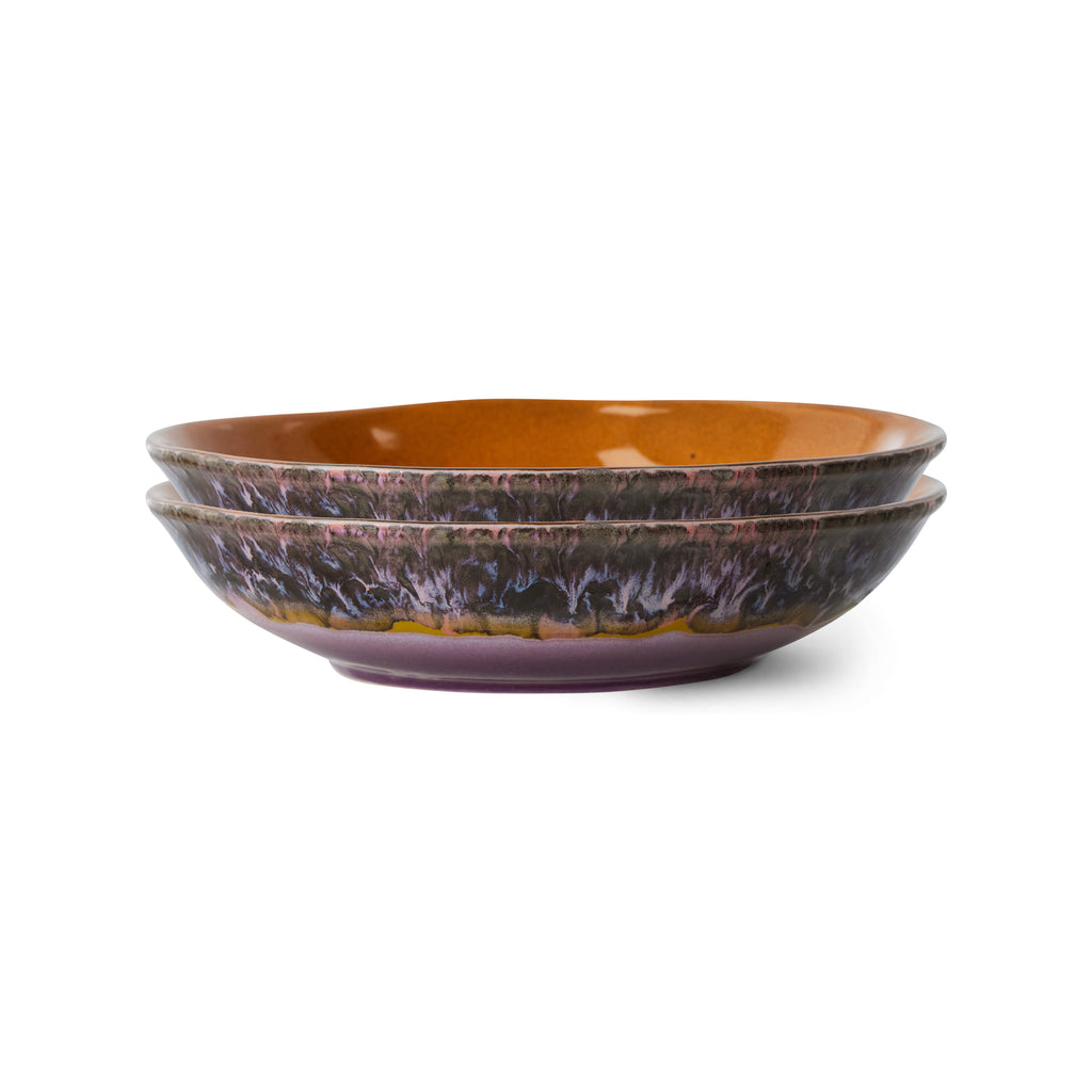HKliving 2er Set Curry Bowls HKliving "70s Ceramics Daybreak" | 21cm Schalen aus Keramik im Retro-Design