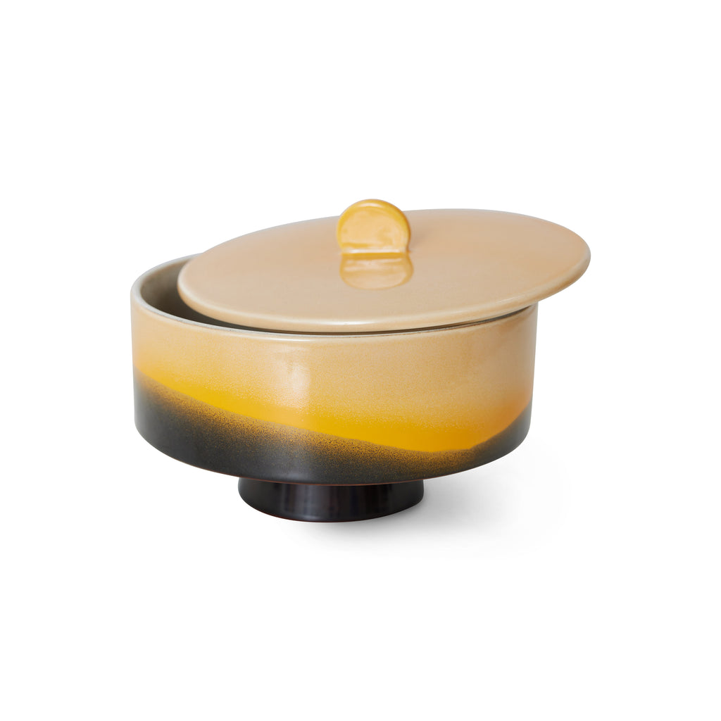 HKliving Bonbon Dose HKliving "70s Ceramics Sunshine" | 14x14x10cm Bonbonniere aus Steingut im Retro-Design