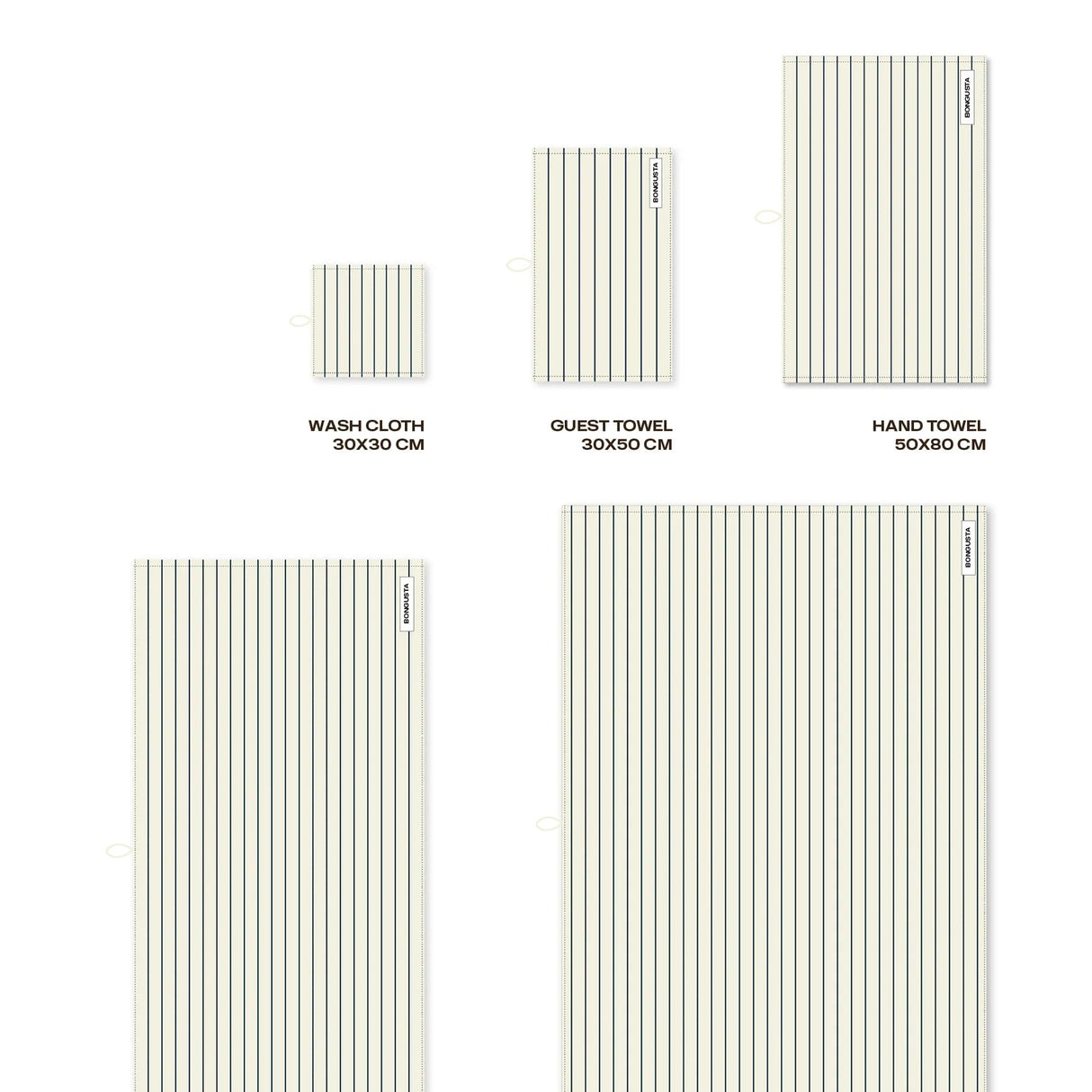 BONGUSTA Waschlappen BONGUSTA “Naram Creme White & Ink” | 30x30 cm | Schöner Waschlappen