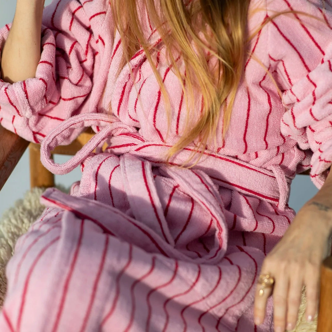 BONGUSTA Bademantel „Naram Baby Pink & Sky Patrol Red“ (S/M) | BONGUSTA | Kuscheliger Bademantel
