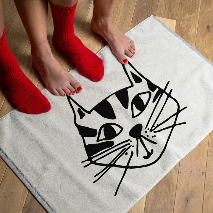 helen b Badematte „Kitty“ | Schwarz-Weiß & mit Katze | helen b