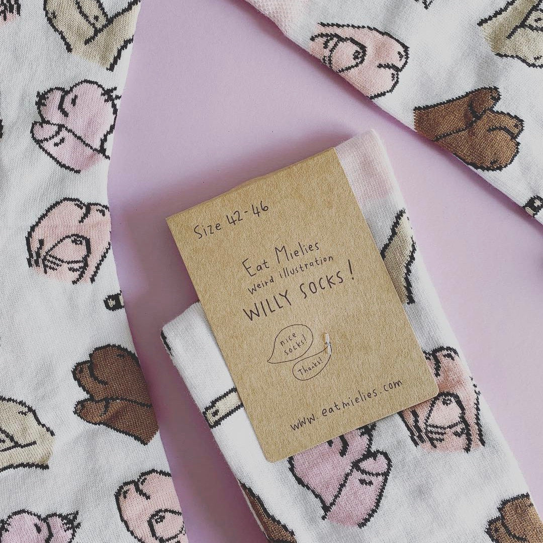 Eat Mielies Weird Illustration Socken "Willies" Eat Mielies Weird Illustration | Bunte Baumwollstrümpfe