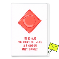 Deli Cards Grußkarte "Condom" | Lustige Klappkarte mit Spruch zum Geburtstag