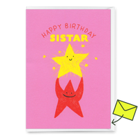 Deli Cards Grußkarte "Happy Birthday, sistar" | Schöne Klappkarte zum Geburtstag