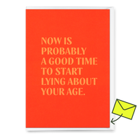Deli Cards Grußkarte "Lying about age" | Lustige Klappkarte mit Spruch zum Geburtstag
