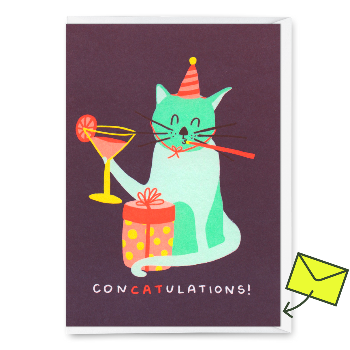 Deli Cards Grußkarte "ConCatulations" | Lustige Klappkarte mit Katzen-Motiv