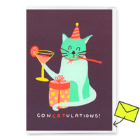 Deli Cards Grußkarte "ConCatulations" | Lustige Klappkarte mit Katzen-Motiv