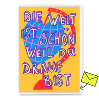 Deli Cards Grußkarte "Die Welt ist schön" | Schöne Klappkarte für Verliebte