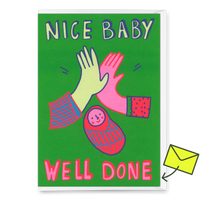 Deli Cards Grußkarte "Nice baby, well done" | Ausgefallene Klappkarte zur Geburt