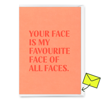 Deli Cards Grußkarte "Favourite face" | Schöne Klappkarte mit Spruch für Verliebte