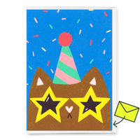 Deli Cards Grußkarte "Funky cat" | Ausgefallene Klappkarte mit Katzen-Motiv zum Geburtstag