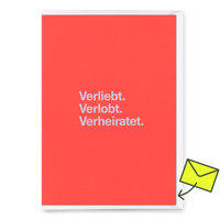 Deli Cards Grußkarte "Verliebt. Verlobt. Verheiratet." | Besondere Klappkarte zur Hochzeit