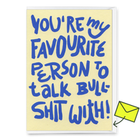 Deli Cards Grußkarte "Favorite person to talk shit with" | Lustige Klappkarte mit Spruch