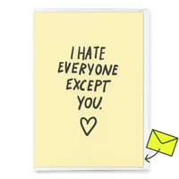 Deli Cards Grußkarte "I hate everyone – except you" | Lustige Klappkarte für Verliebte