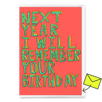 Deli Cards Grußkarte "I will remember your birthday" | Lustige Klappkarte zum Geburtstag