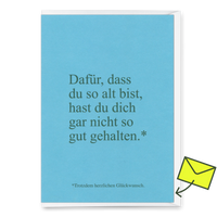 Deli Cards Grußkarte "Garnicht so gut gehalten" | Lustige Klappkarte zum Geburtstag