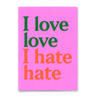 Deli Cards Postkarte "I love love Pink" | Ausgefallene Karte mit Spruch