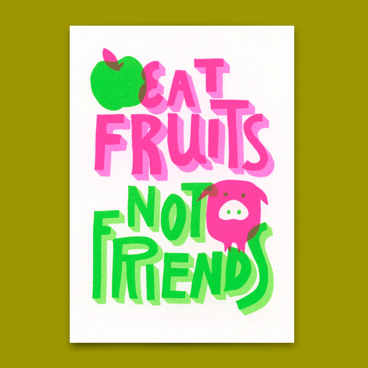 Deli Cards Postkarte "Eat fruits, not friends" | Besondere Karte mit Spruch