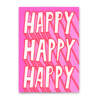 Deli Cards Postkarte "Happy Happy Happy" | Schöne Karte mit Spruch