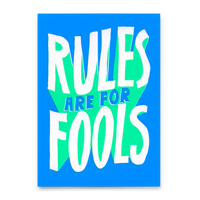 Deli Cards Postkarte "Rules are for fools" | Lustige Karte mit Spruch