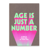 Deli Cards Postkarte "Age is just a number" | Lustige Karte mit Spruch zum Geburtstag