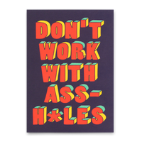 Deli Cards Postkarte "Don´t work with assholes" | Lustige Karte mit Spruch