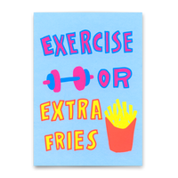 Deli Cards Postkarte "Exercise or extra fries" | Lustige Karte mit Spruch