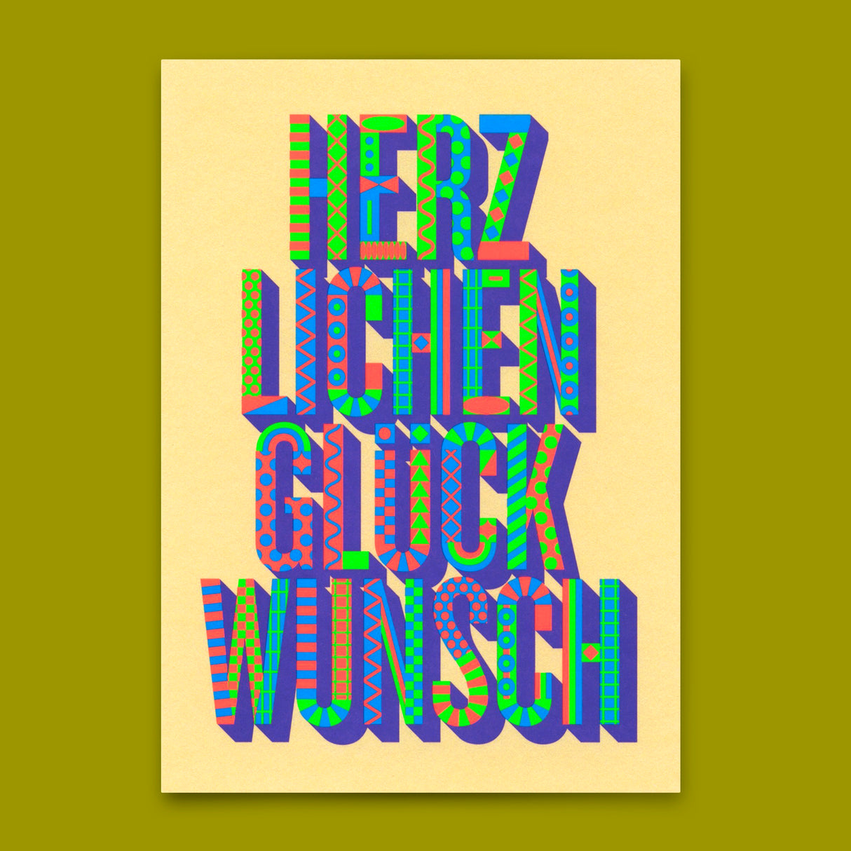 Deli Cards Postkarte "Glückwunsch Pattern" | Ausgefallene Karte für jeden Anlass
