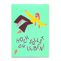 Deli Cards Postkarte "Hoch sollst du Leben" | Lustige Karte zum Geburtstag
