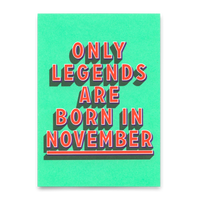 Deli Cards Postkarte "Legends November" | Coole Karte mit Spruch zum Geburtstag
