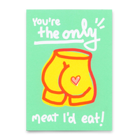 Deli Cards Postkarte "Only meat..." | Lustige Karte mit Spruch zum Geburtstag