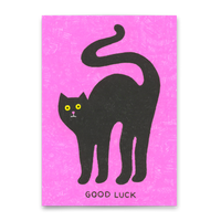 Deli Cards Postkarte "Good luck cat" | Besondere Karte mit Katzen-Motiv